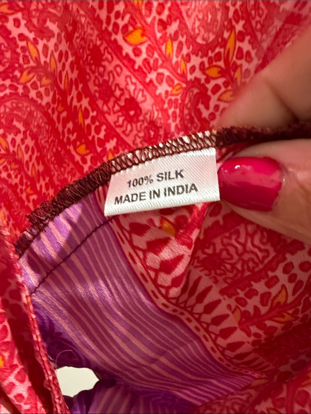 Baizaar Tie-Front Pink & Purple upcycled silk Printed tie front jacket (bw) - Picture 7 of 8